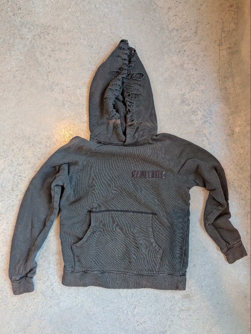 R13 Distressed Hoodie in Metal Black - sz XS